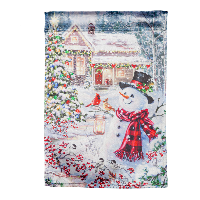 Evergreen Flag,Cottage in the Snow Lustre House Flag,28x0.02x43 Inches
