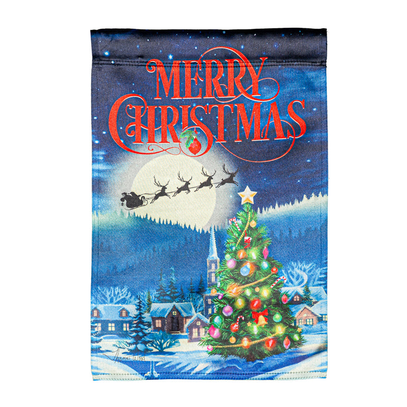 Evergreen Flag,Santa's Sleigh on Christmas Lustre House Flag,28x0.02x43 Inches