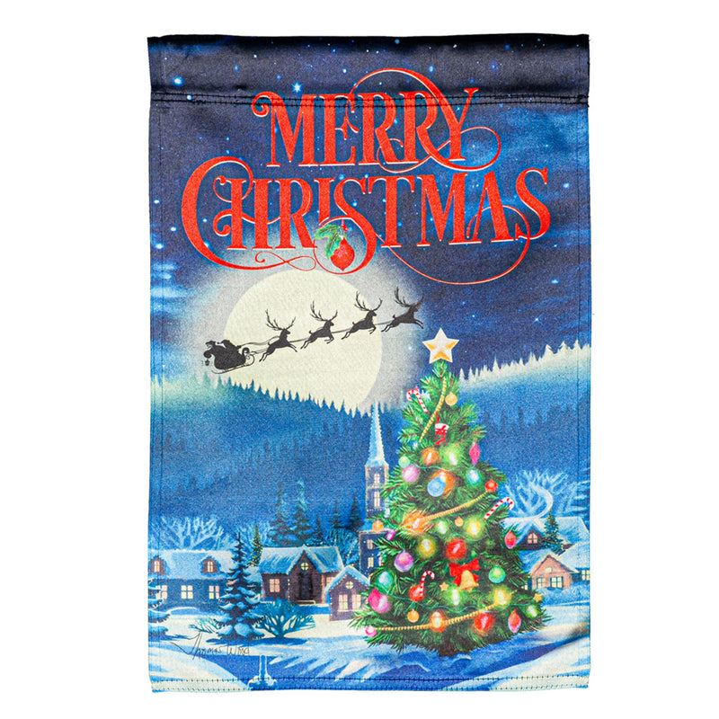 Evergreen Flag,Santa's Sleigh on Christmas Lustre House Flag,28x0.02x43 Inches