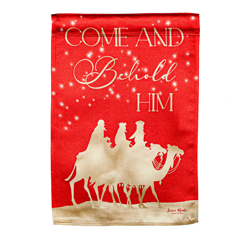 Evergreen Flag,Red and Gold Christmas Night  Lustre Reversible House Flag,28x0.02x43 Inches