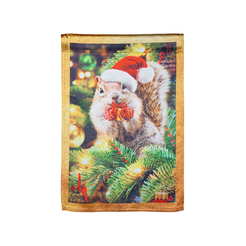 Evergreen Flag,Santa Squirrel Lustre House Flag,28x0.02x43 Inches