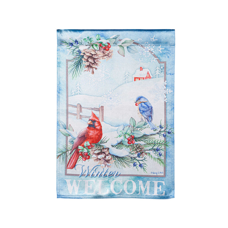 Evergreen Flag,Snow Country Birds Lustre House Flag,28x0.02x43 Inches