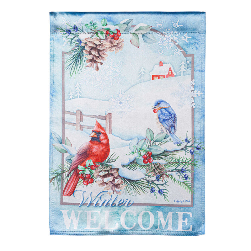 Evergreen Flag,Snow Country Birds Lustre House Flag,28x0.02x43 Inches