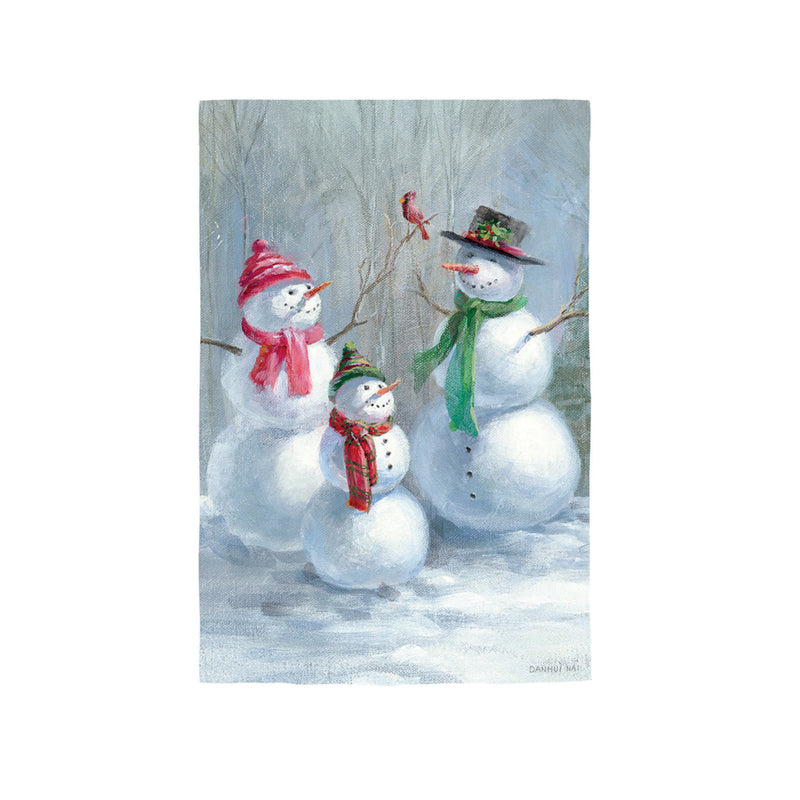 Evergreen Flag,Snowman Family Lustre House Flag,28x0.02x43 Inches