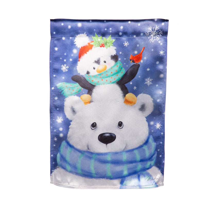 Evergreen Flag,Polar Bear and Friends Lustre House Flag,28x0.02x43 Inches