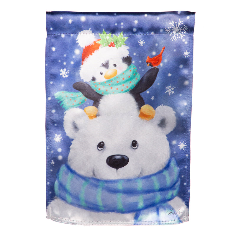 Evergreen Flag,Polar Bear and Friends Lustre House Flag,28x0.02x43 Inches