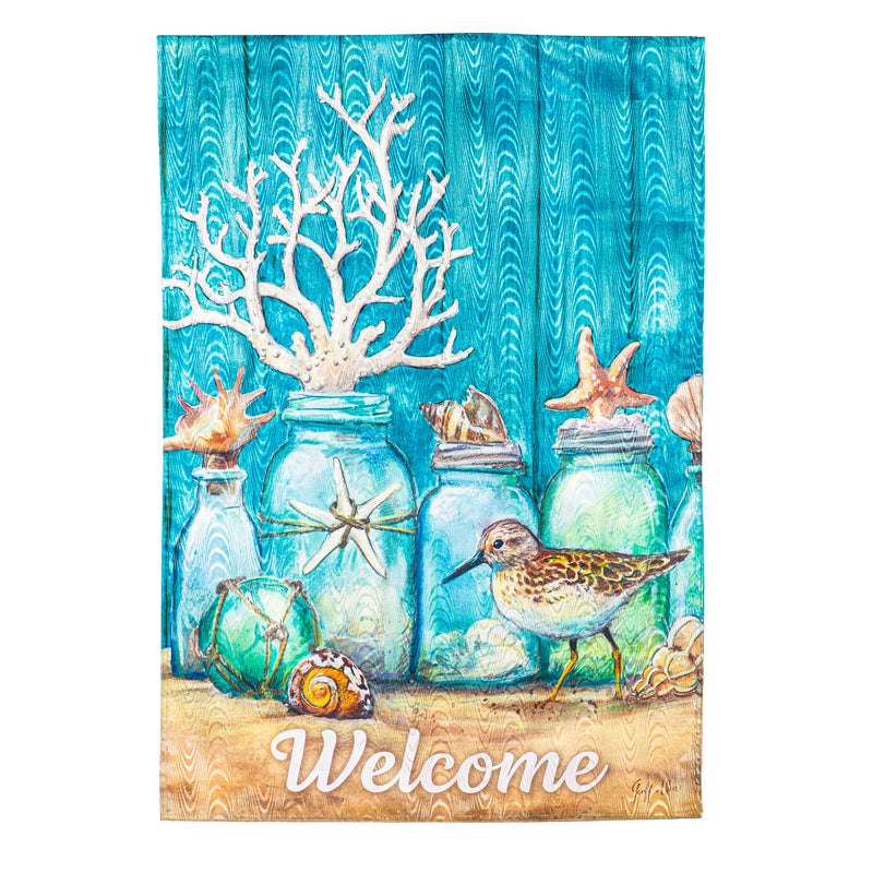 Evergreen Flag,Beach Mason Jar Moire House Flag,0.5x28x44 Inches