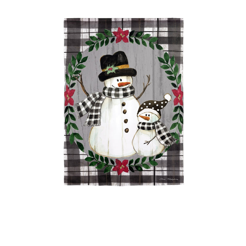 Evergreen Flag,Country Snowmen Moire House Flag,28x0.25x44 Inches