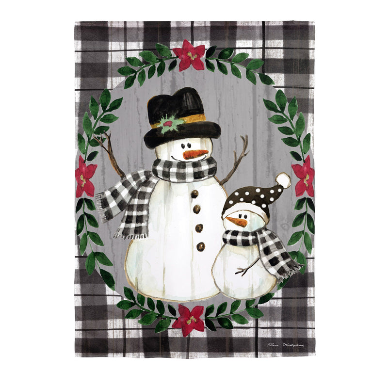 Evergreen Flag,Country Snowmen Moire House Flag,28x0.25x44 Inches