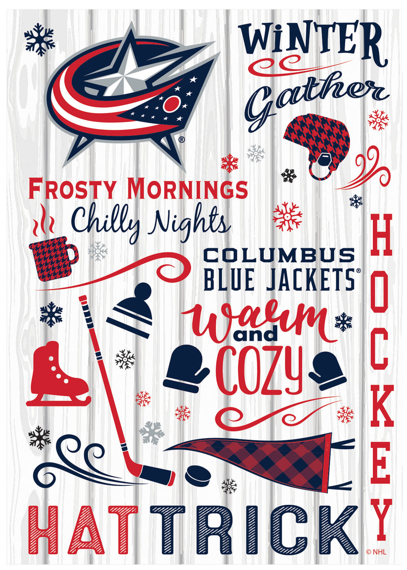 Evergreen Flag,Columbus Blue Jackets, Moire Flag, House Size, Fall Seasonal,28x0.25x44 Inches