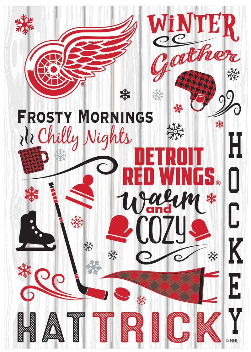Evergreen Flag,Detroit Red Wings, Moire Flag, House Size, Fall Seasonal,28x0.25x44 Inches