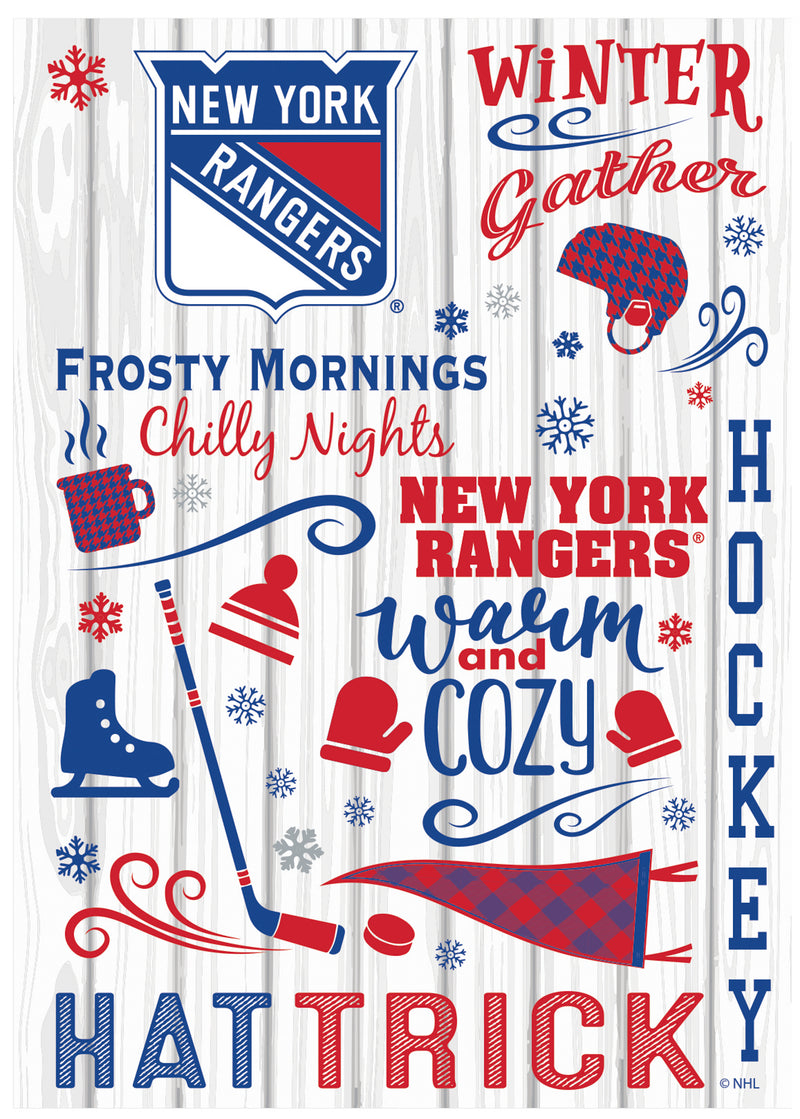 Evergreen Flag,New York Rangers, Moire Flag, House Size, Fall Seasonal,28x0.25x44 Inches