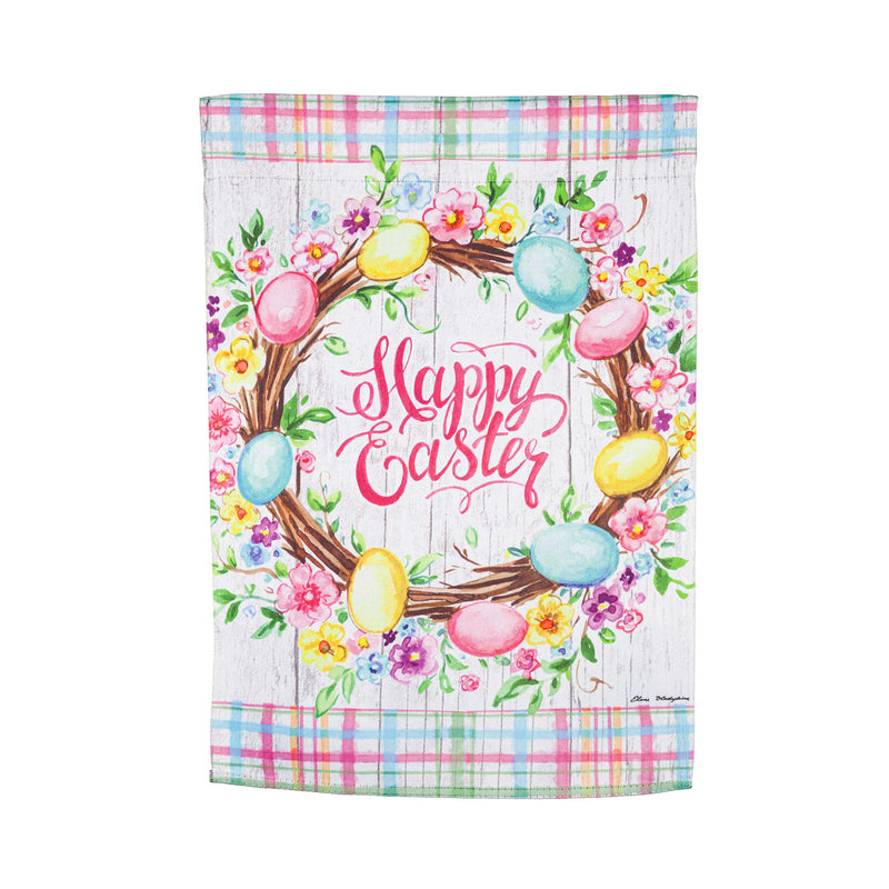 Easter Floral Wreath House Suede Flag, 43"x29"inches