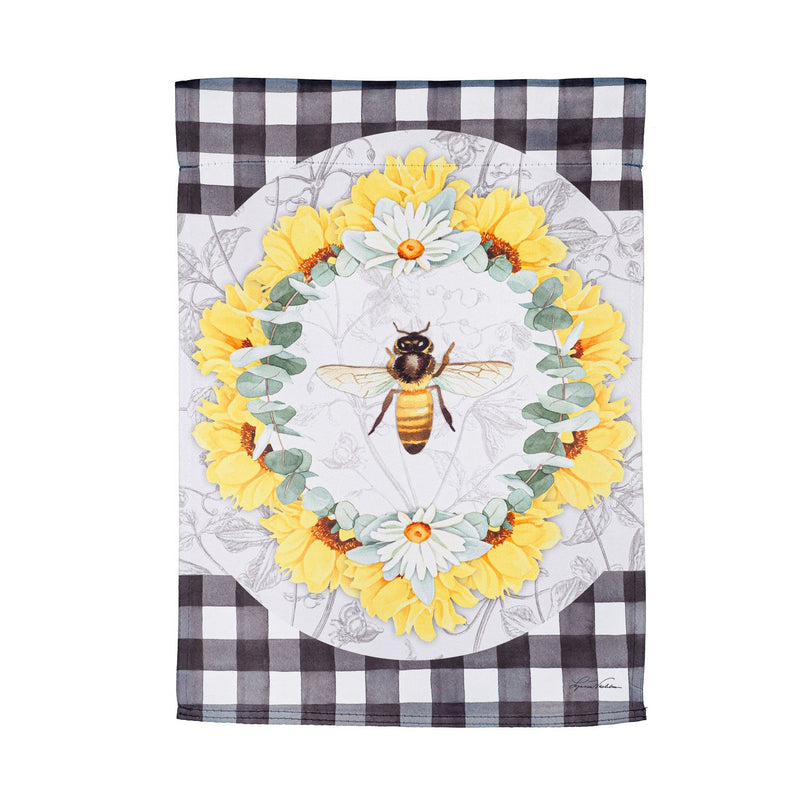Evergreen Flag,Honey Bee and Flowers House Suede Flag,29x0.02x43 Inches