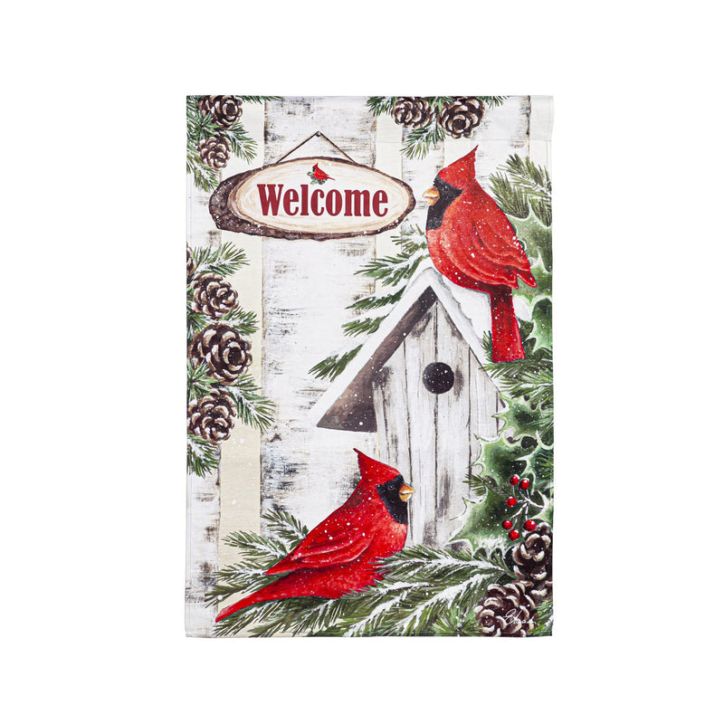 Wooden Birdhouse with Cardinals House Suede Flag,43"X29"X0.02"