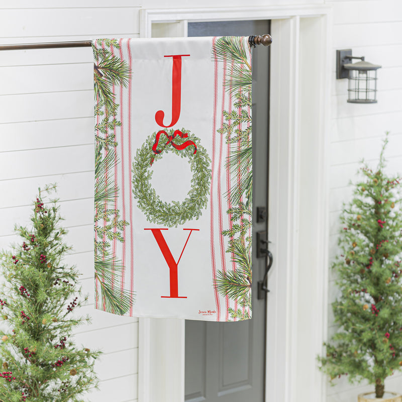 Evergreen Flag,Joy Wreath House Suede Flag,43x29x0.02 Inches