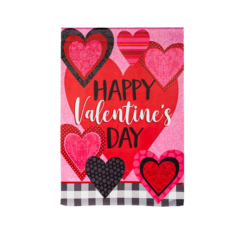 Evergreen Flag,Patterned Valentine's Hearts House Suede Flag,29x0.02x43 Inches