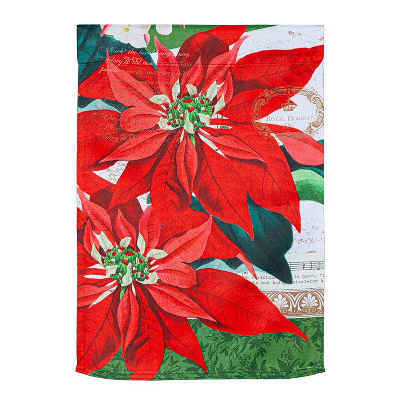 Evergreen Flag,Elegant Poinsettia Suede House Flag,28x0.02x44 Inches