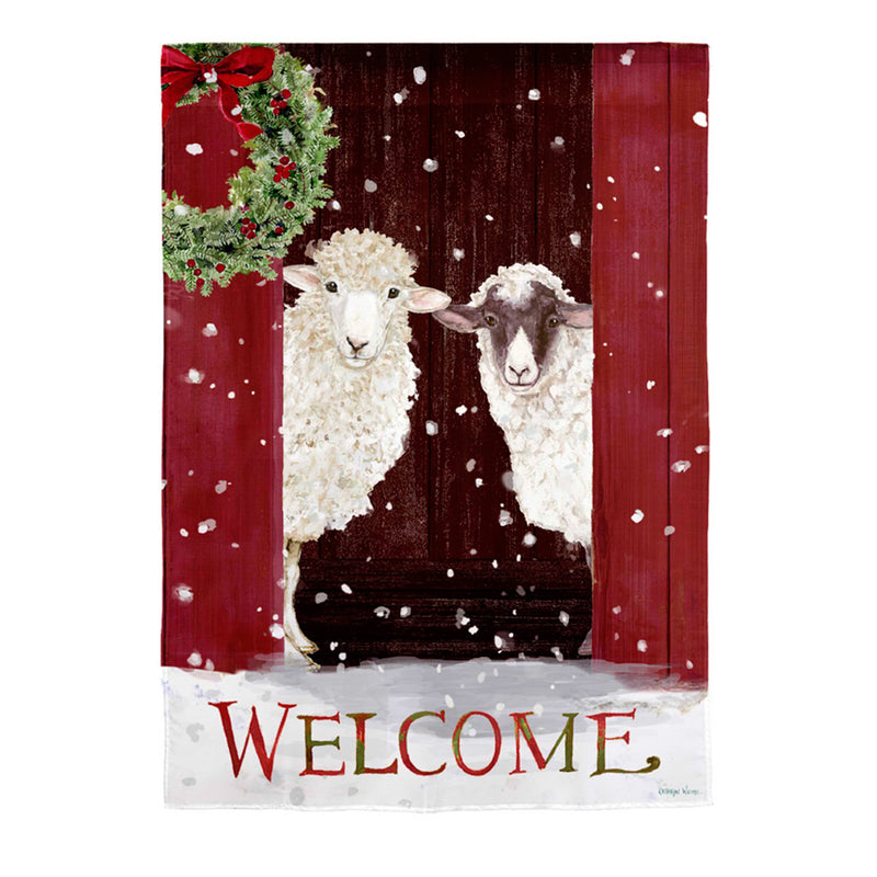Sheep in the Barn Suede House Flag,13s11327