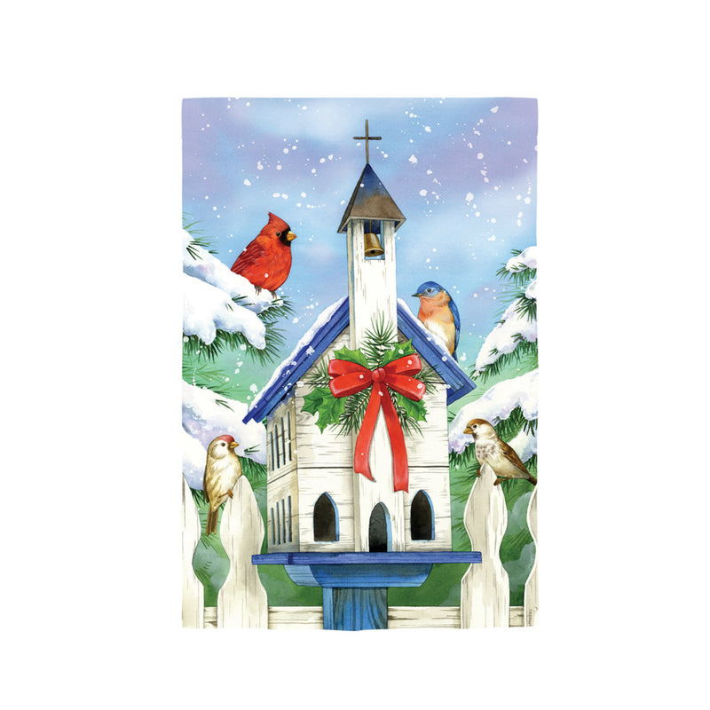 Evergreen Flag,Christmas Bird House Suede House Flag,28x0.02x44 Inches