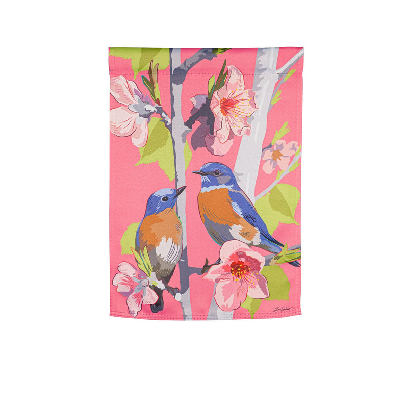 Evergreen Flag,Birdies on Cherry Blossoms Suede House Flag,0.2x29x43 Inches