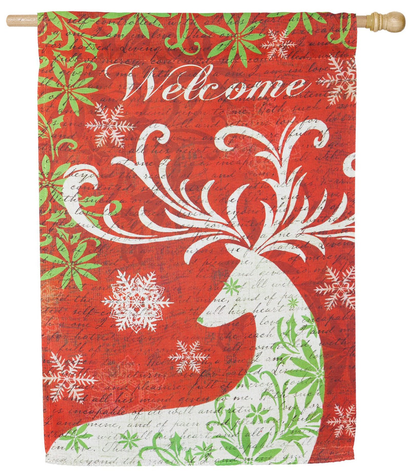 Evergreen Flag,Christmas Deer Silhouette House Sub Suede Flag,0.04x29x43 Inches