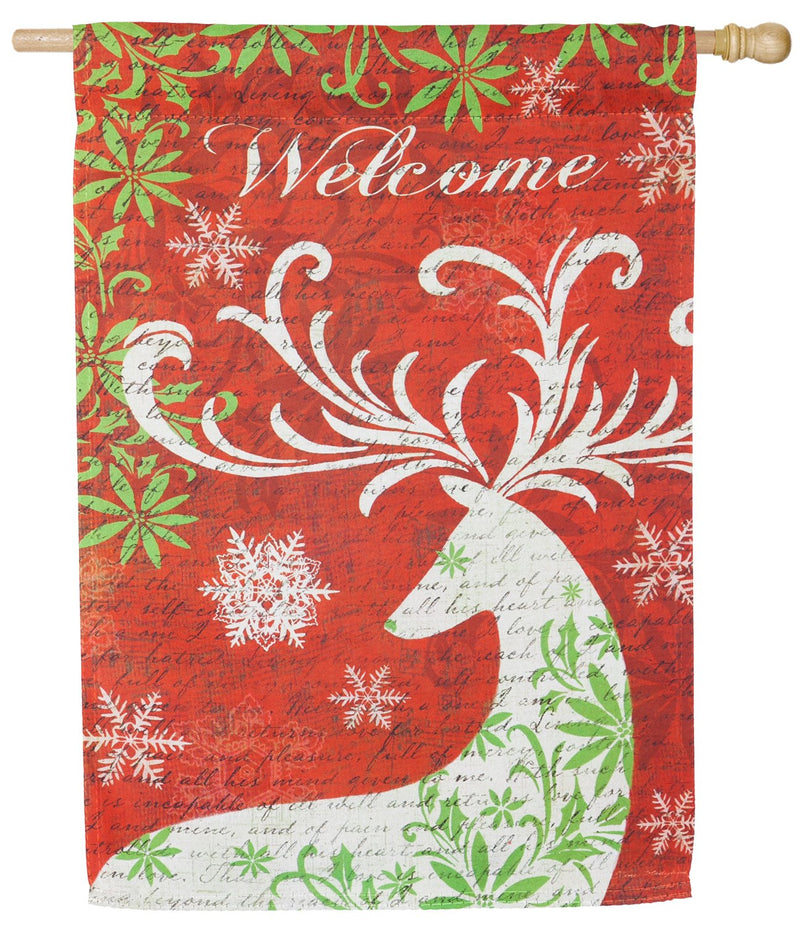 Christmas Deer Silhouette House Sub Suede Flag,13s3531