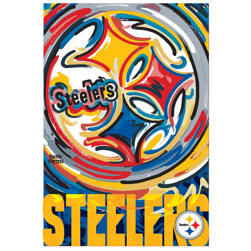 Evergreen Flag,Pittsburgh Steelers, Suede REG, Justin Patten Logo,29x43x0.2 Inches