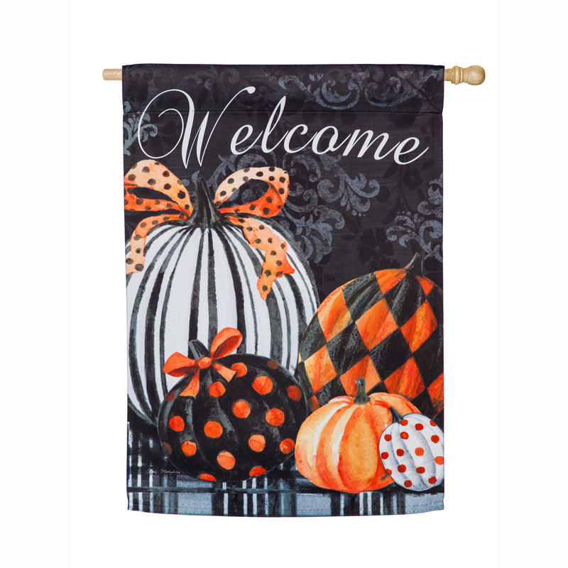 Evergreen Flag,Elegant Pattern Pumpkins House Suede Flag,29x43x0.02 Inches