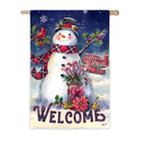 Christmas Barn Snowman House Suede Flag,13s8707