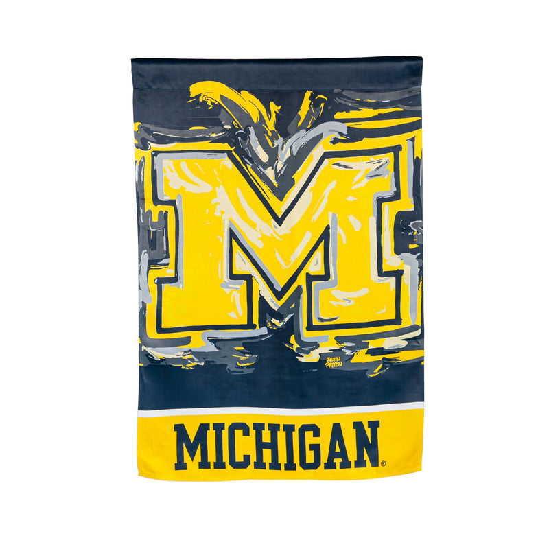 Evergreen Flag,University Of Michigan, Suede REG Justin Patten,29x43x0.2 Inches