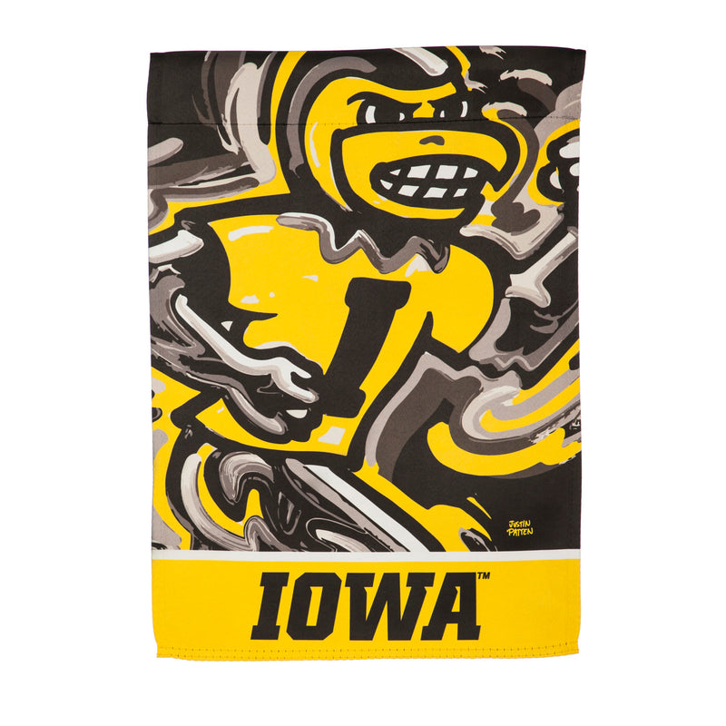 Evergreen Flag,University of Iowa, Suede REG Justin Patten,29x0.2x43 Inches