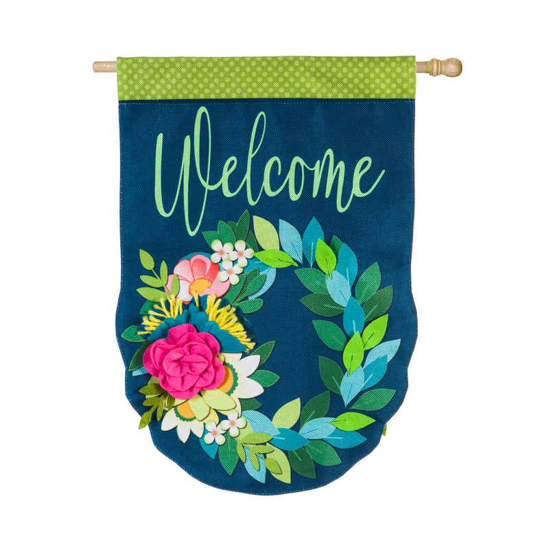 Flower Garden House Burlap Flag,13b8388