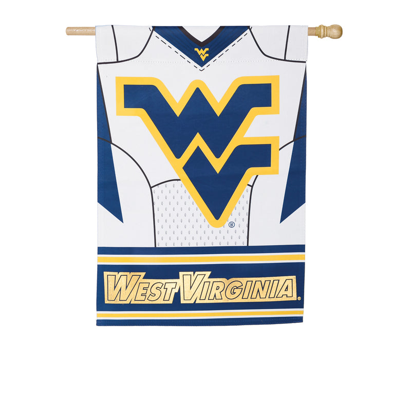 Evergreen Flag, DS Suede, Foil, Reg, Jersey, West Virginia University, 43'' x 29'' inches