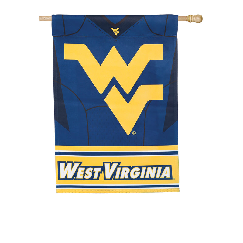 Evergreen Flag, DS Suede, Foil, Reg, Jersey, West Virginia University, 43'' x 29'' inches