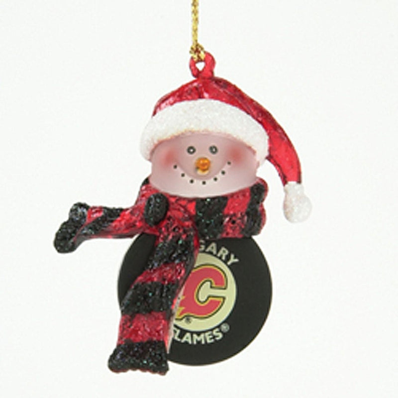 Evergreen Flag,Striped Acrylic Snowman Puck 3 Calgary Flames,2x2x4 Inches