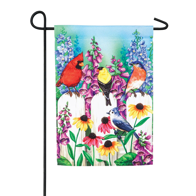 Evergreen Flag,Birds on Fence Garden Satin Flag,18x13x0.01 Inches