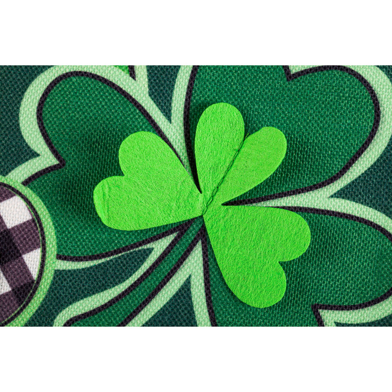 Shamrocks with Checks Garden Burlap Flag,14b10122