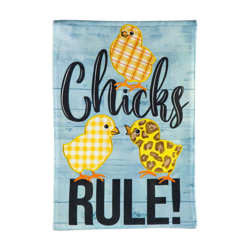 Evergreen Flag,Patterned Chicks Rule Garden Burlap Flag,0.2x12.5x18 Inches