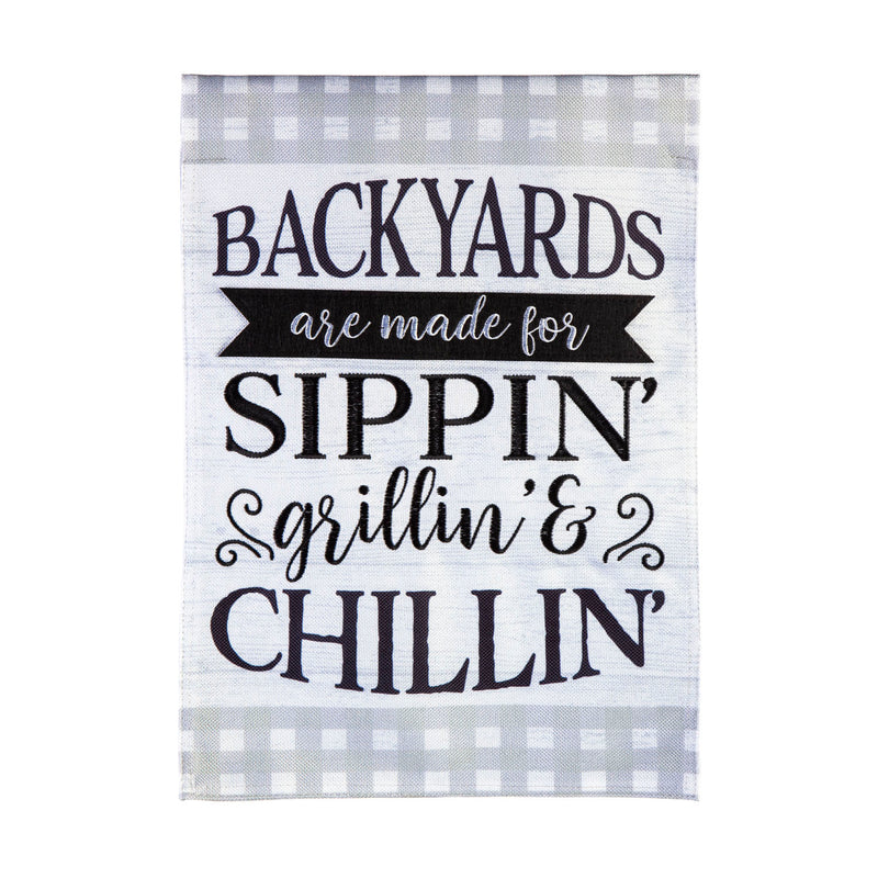 Sippin, Grillin, Chillin Garden Burlap Flag,14b10314