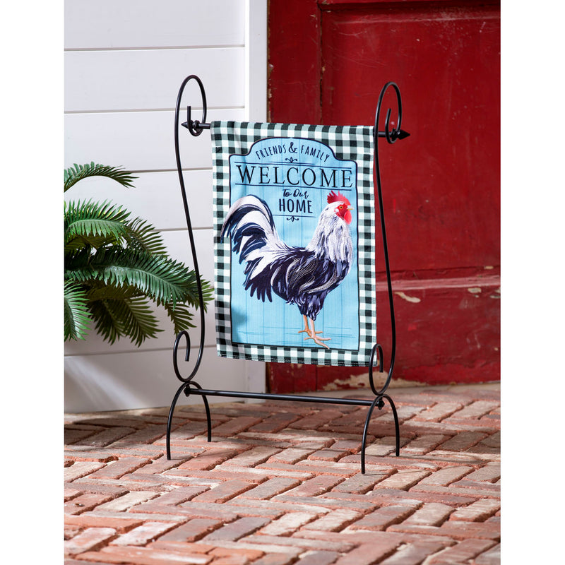 Black and White Rooster Garden Burlap Flag, 18"x12.5"inches