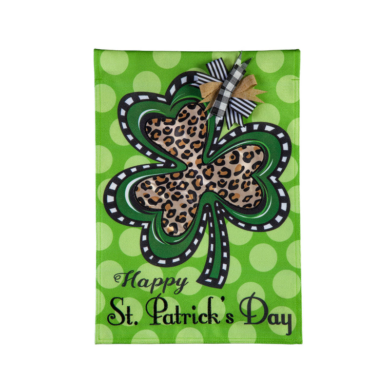 Evergreen Flag,Animal Print Shamrock Garden Burlap Flag,0.2x12.5x18 Inches