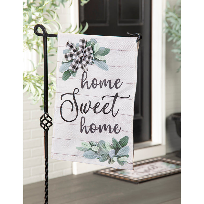 Evergreen Flag,Home Sweet Home Eucalyptus Garden Burlap Flag,0.2x12.5x18 Inches