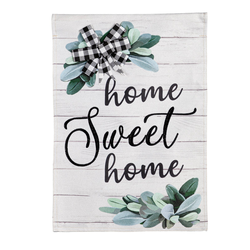 Evergreen Flag,Home Sweet Home Eucalyptus Garden Burlap Flag,0.2x12.5x18 Inches