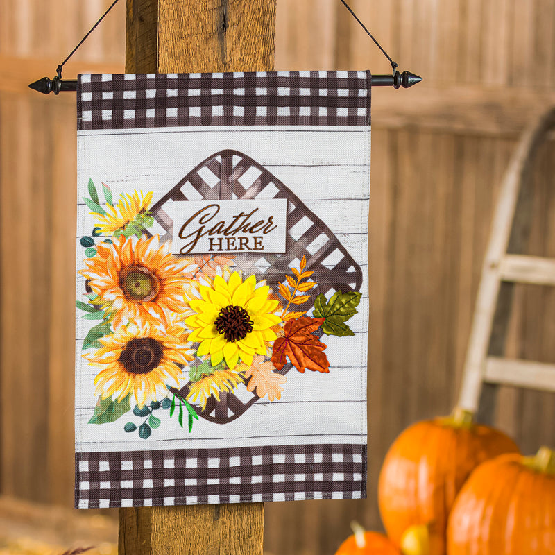 Evergreen Flag,Fall Tobacco Basket Garden Burlap Flag,18x12.5x0.2 Inches