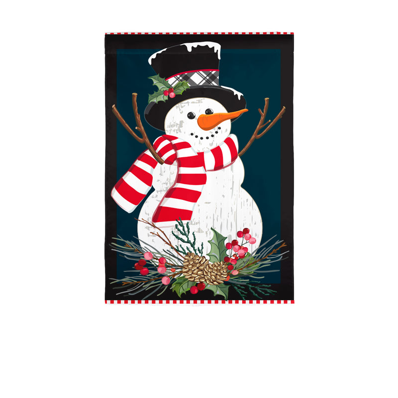 Holly Snowman Burlap Garden Flag,14b11239
