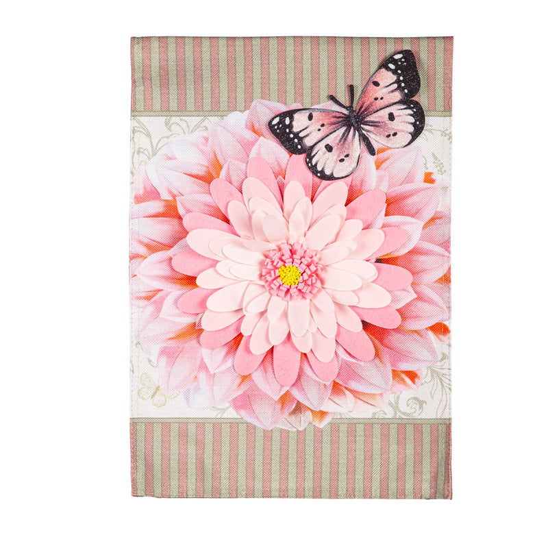 Evergreen Flag,Dahlia & Butterfly Burlap Garden Flag,0.2x12.5x18 Inches