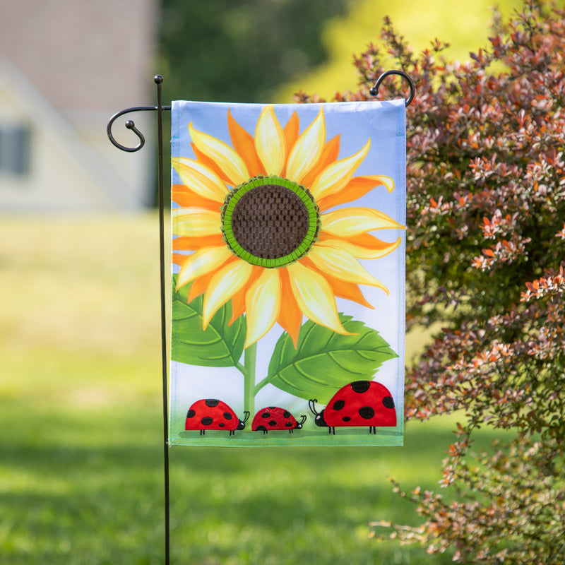 Evergreen Flag,Sunflower & Ladybug Burlap Garden Flag,12.5x0.2x18 Inches