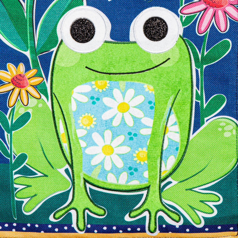 Evergreen Flag,Welcome Friends Frog  Burlap Garden Flag,12.5x0.2x18 Inches