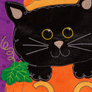 Jack O'Lantern & Black Cat Burlap Garden Flag,14b12025